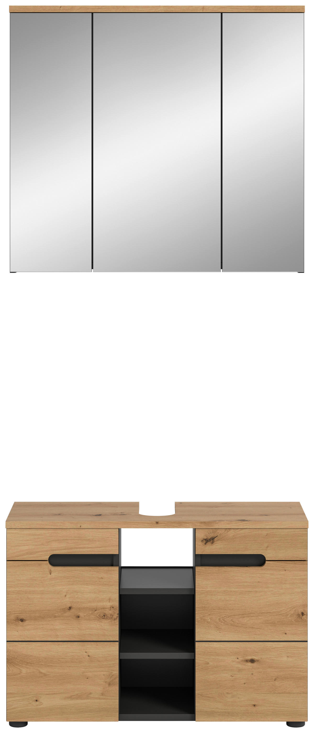 Badezimmer-Set Canu Basalt Eiche Artisan Nachbildung B/H/T: ca. 80x193x34 cm Canu - Eiche/Basalt (80,00/193,00/34,00cm) - xonox.home