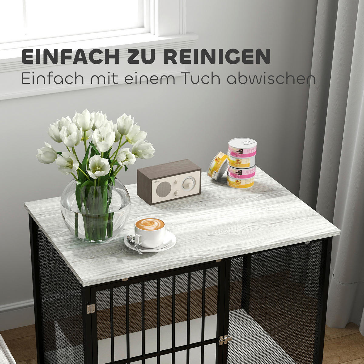 PawHut Hundekäfig grau Stahl B/H/L: ca. 55x71x80 cm Hundekäfig - schwarz/grau (80,00/55,00/71,00cm) - PawHut
