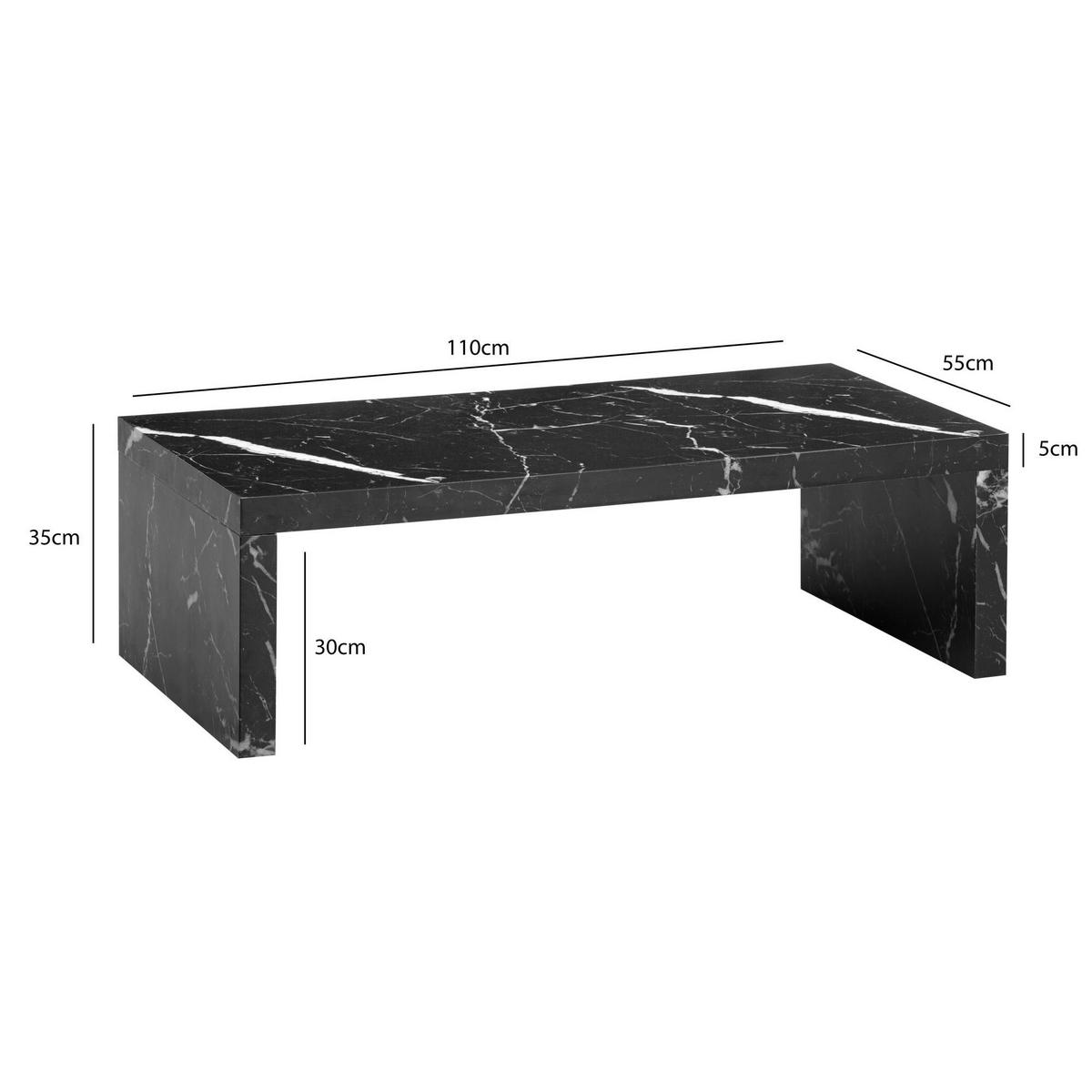 Couchtisch schwarz Marmor Optik B/H/T: ca. 110x35x55 cm Couchtisch - schwarz (110,00/35,00/55,00cm) - Wohnling
