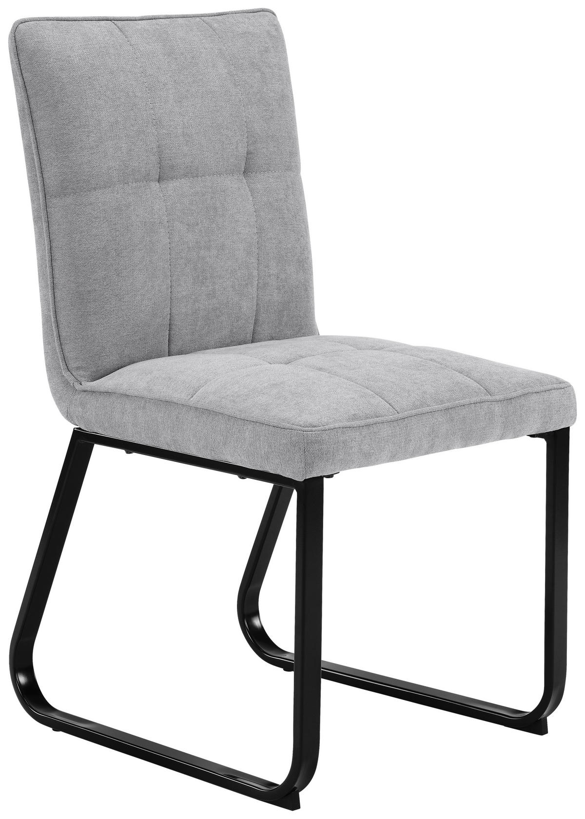 Stuhl TALEA  2er-Set hellgrau schwarz Webstoff Metall B/H/T: ca. 46x86x55 cm TALEA  2er-Set - hellgrau/schwarz (46,00/86,00/55,00cm) - byLIVING