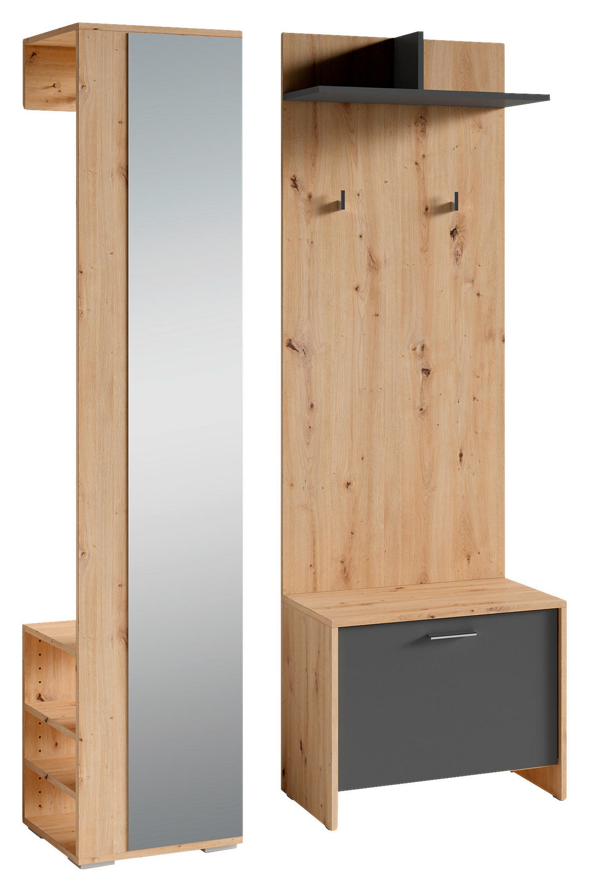 Garderobenset BEN Set 3-tlg. Eiche anthrazit BEN Set 3-tlg. - Eiche/anthrazit - byLIVING