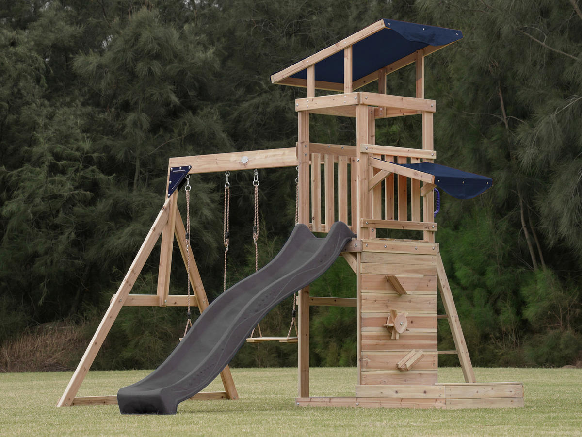 AXI Spielturm Malik grau B/H/L: ca. 345x270x336 cm Malik - braun/grau (336,00/345,00/270,00cm) - AXI