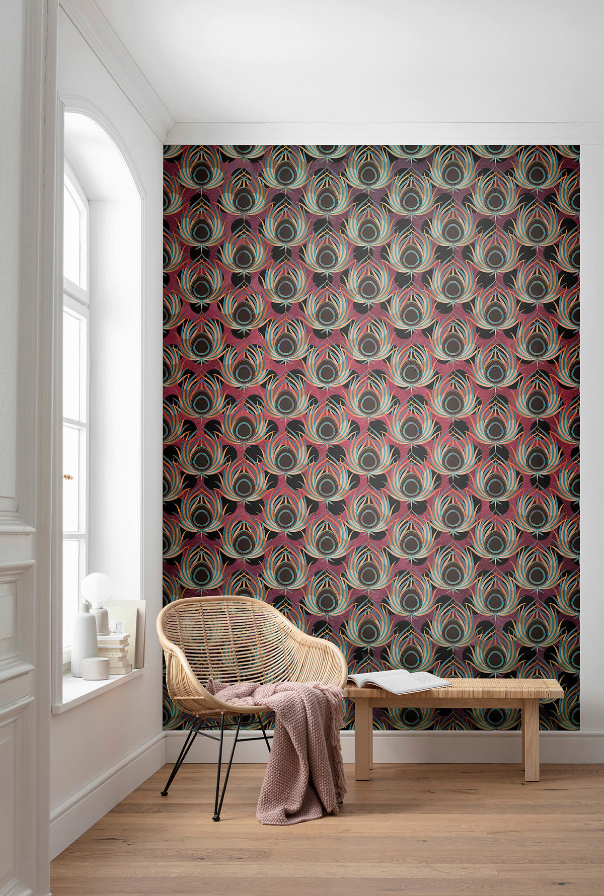 Komar Fototapete Paon Rouge B/L: ca. 200x280 cm Paon Rouge - (200,00/280,00cm) - Komar