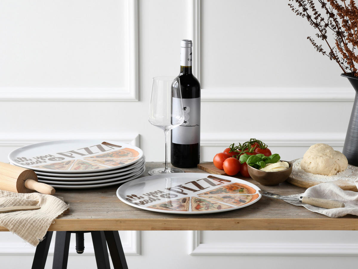 CreaTable Pizzateller-Set Europa bunt Porzellan D: ca. 33 cm Europa - bunt (33,00cm) - CreaTable