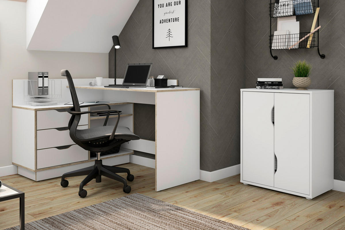 Aktenschrank BELFAST weiß B/H/T: ca. 60x76,5x37 cm BELFAST - weiß (60,00/76,50/37,00cm) - byLIVING