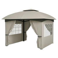 Outsunny Pavillon hellgrau Metall B/H/L: ca. 335x285x335 cm Pavillon - hellgrau (335,00/335,00/285,00cm) - Outsunny