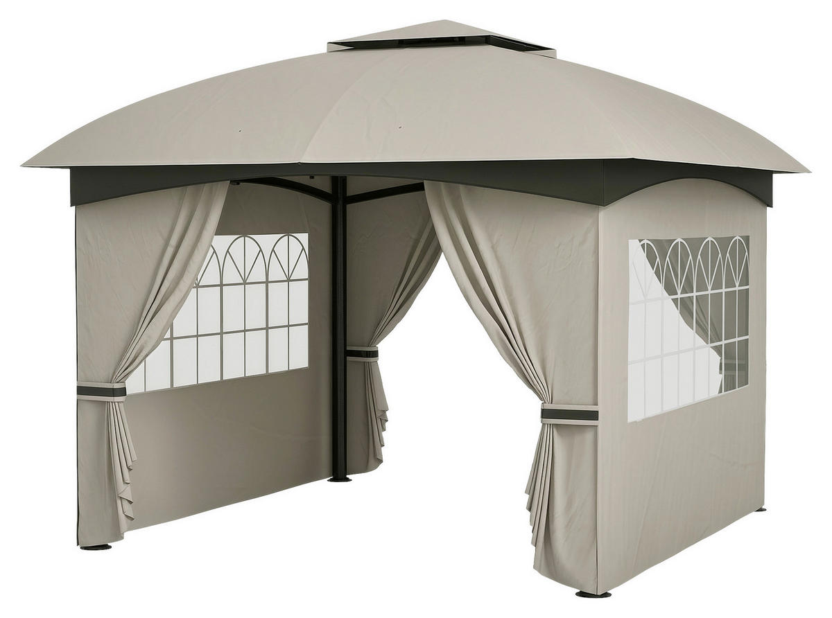 Outsunny Pavillon hellgrau Metall B/H/L: ca. 335x285x335 cm Pavillon - hellgrau (335,00/335,00/285,00cm) - Outsunny
