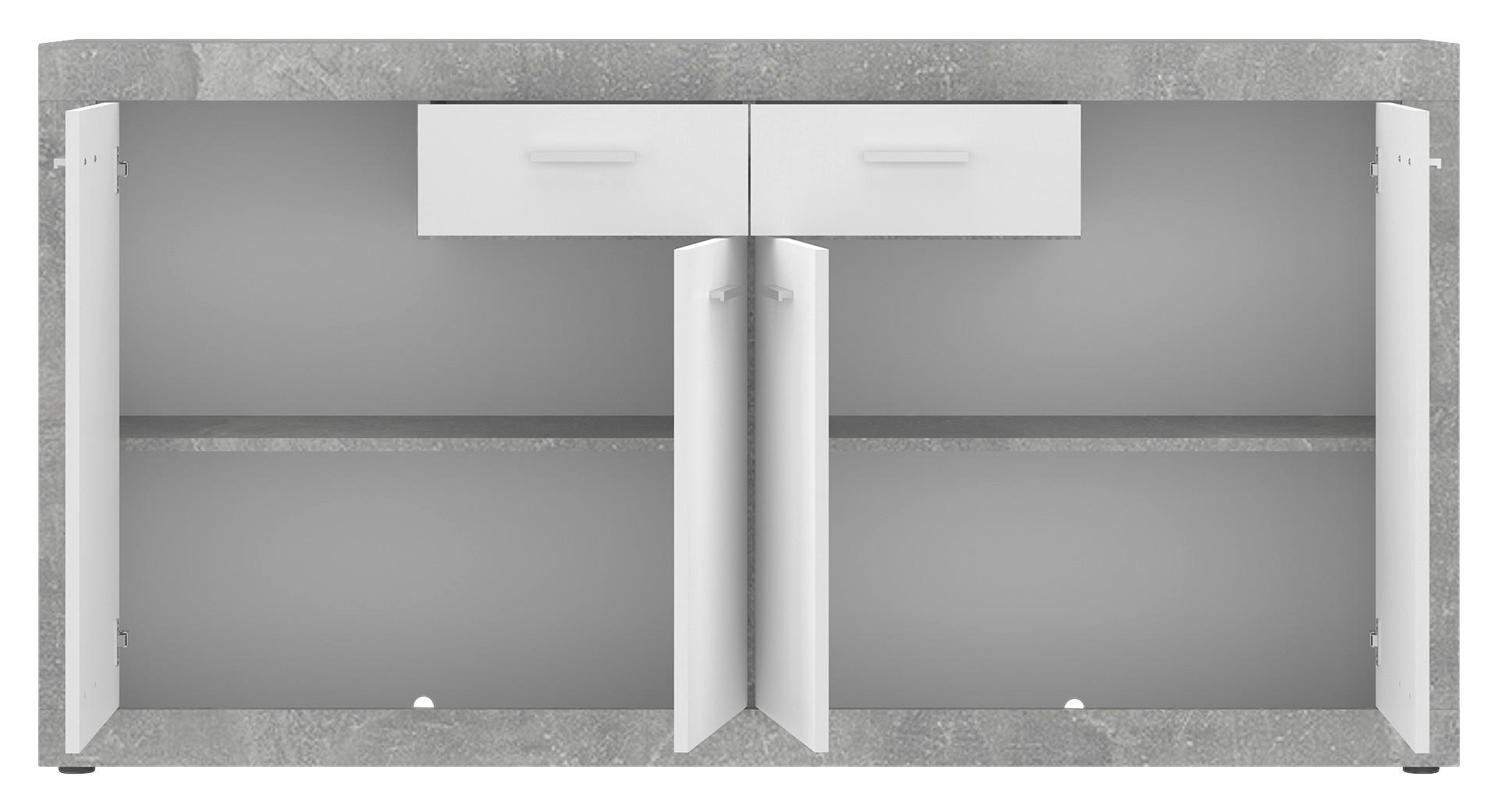 Kommode Focus Beton Optik weiß glänzend B/H/T: ca. 173,8x90x39 cm Focus - Beton/weiß (173,80/90,00/39,00cm)