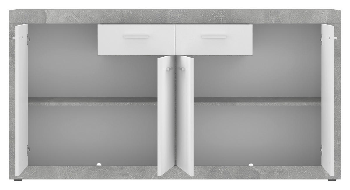 Kommode Focus Beton Optik weiß glänzend B/H/T: ca. 173,8x90x39 cm Focus - Beton/weiß (173,80/90,00/39,00cm)
