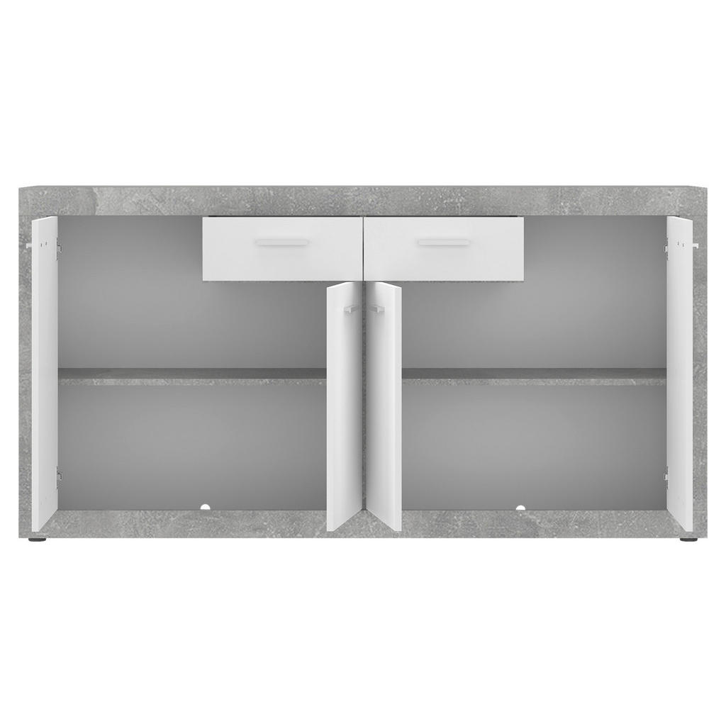 Thumbnail - Kommode Focus Beton Optik weiß glänzend B/H/T: ca. 173,8x90x39 cm