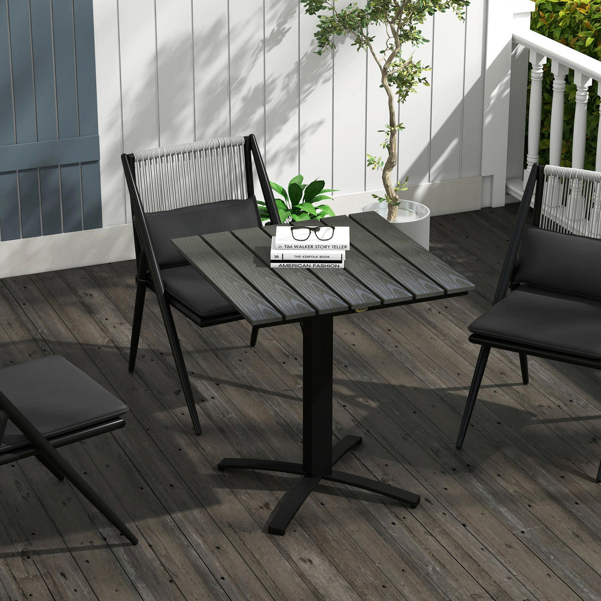 Outsunny Gartentisch grau Holz B/H/L: ca. 70x76x70 cm Gartentisch - grau (70,00/70,00/76,00cm) - Outsunny