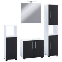 Badezimmer-Set 4tlg-Flandu schwarz weiß B/H/T: ca. 60x51x46 cm 4tlg-Flandu - weiß/schwarz (60,00/51,00/46,00cm) - VCM Möbel