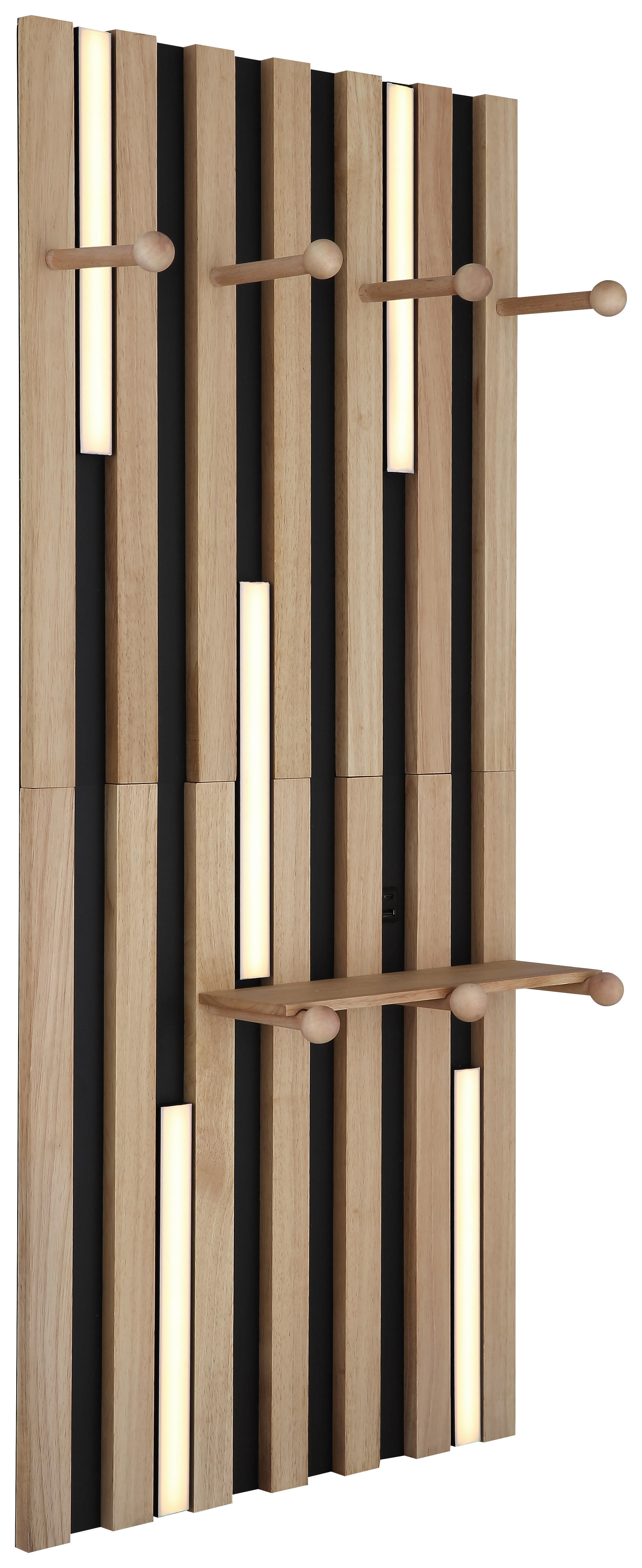GLOBO Wandleuchte weiß braun mattschwarz Kunststoff Metall Holz B/H: ca. 50x110 cm 1.0 Brennstellen Duane - braun/weiß (50,00/110,00cm) - GLOBO