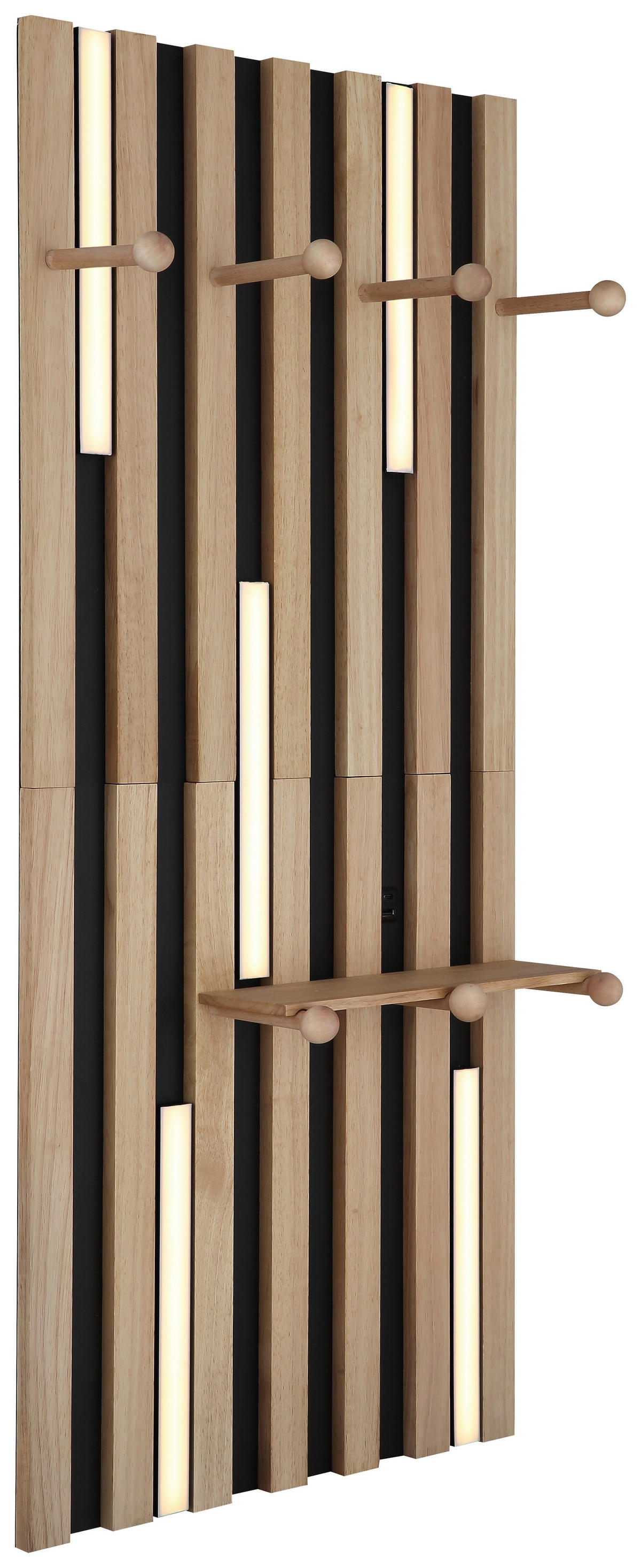 GLOBO Wandleuchte weiß braun mattschwarz Kunststoff Metall Holz B/H: ca. 50x110 cm 1.0 Brennstellen Duane - braun/weiß (50,00/110,00cm) - GLOBO