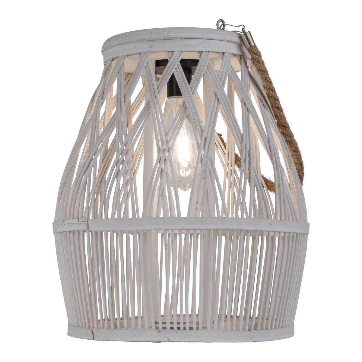 Solarleuchte 5307623 weiß Rattan Holz B/H/T: ca. 29x34x29 cm Korbinian - weiß (29,00/34,00/29,00cm) - Näve Leuchten