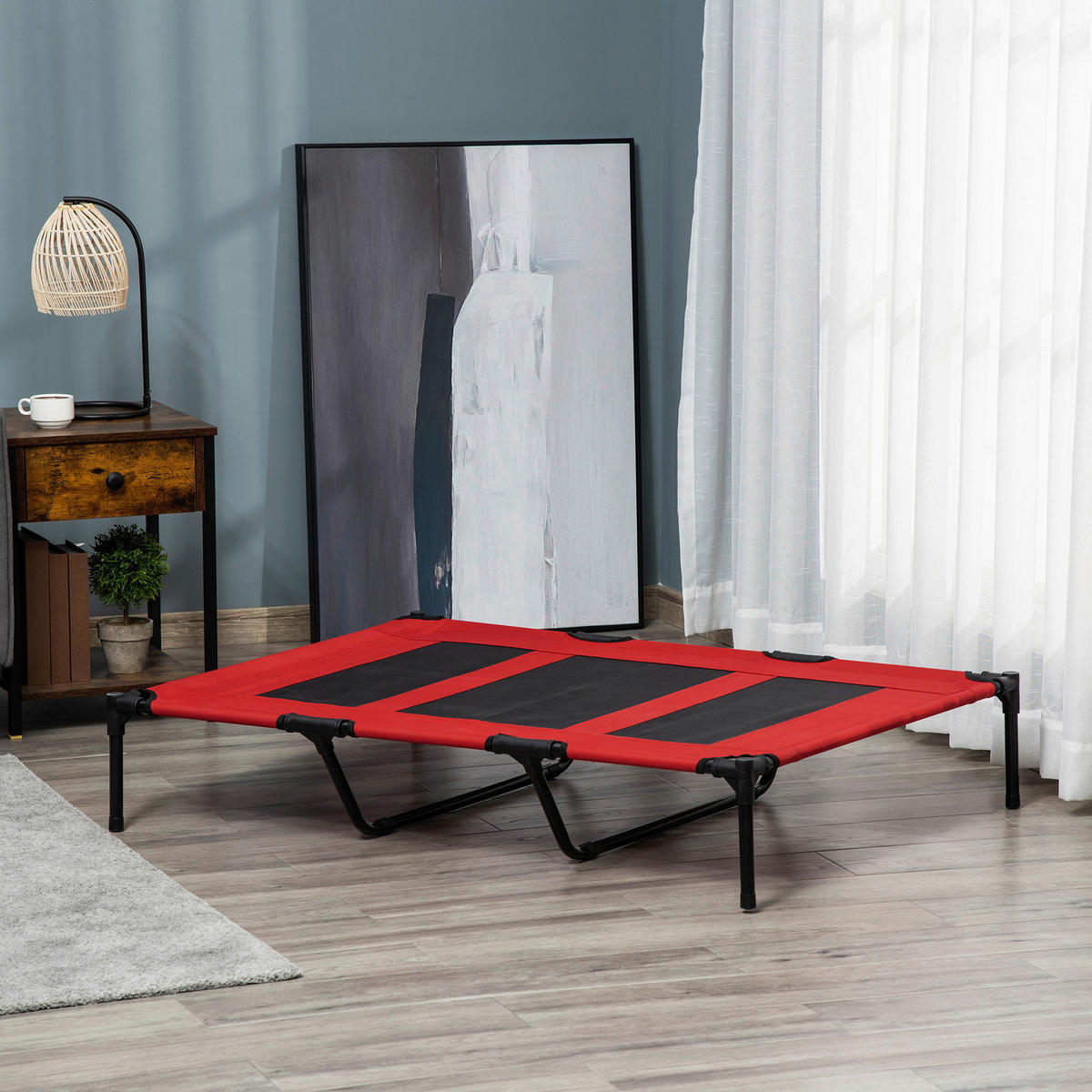 PawHut Hunde-Zubehör schwarz Polypropylen B/H/L: ca. 92x122x23 cm Hundebett - rot/schwarz (23,00/92,00/122,00cm) - PawHut