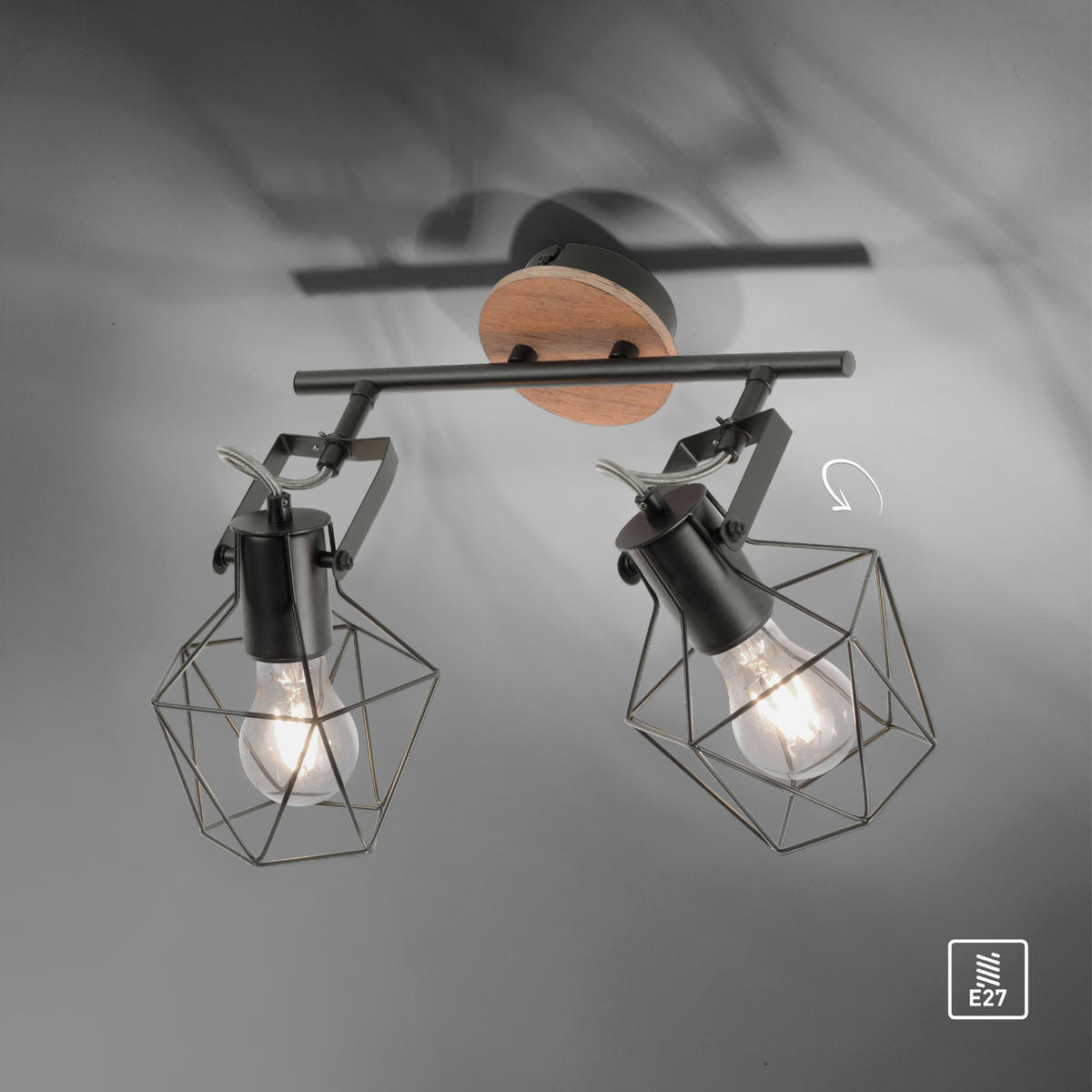 Just Light Spotbalken 15672-78 Eisen B/H/L: ca. 28x31x61 cm E27 2 Brennstellen Spotbalken_2flg.Jaro - (61,00/28,00/31,00cm) - Just Light