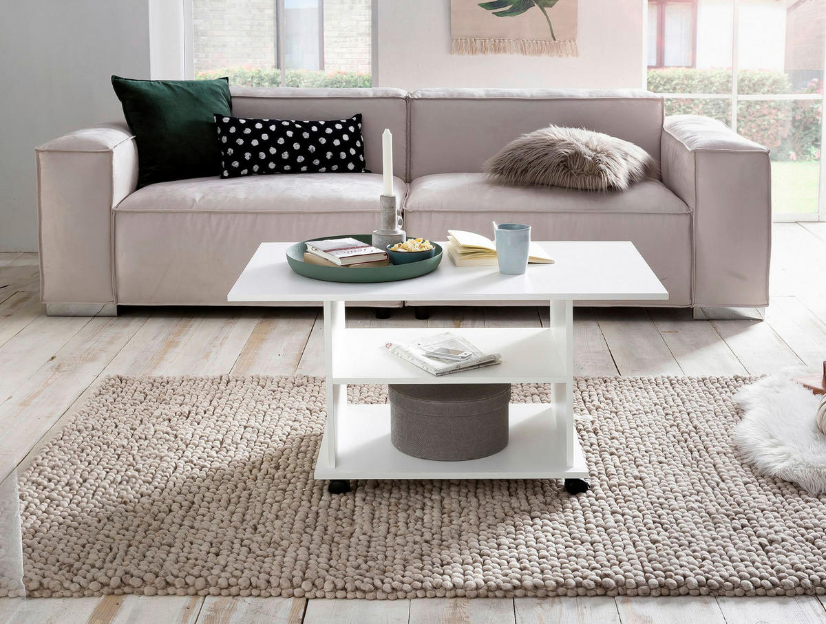 Couchtisch weiß B/H/T: ca. 95x51x54 cm Couchtisch - weiß (95,00/51,00/54,00cm) - Wohnling