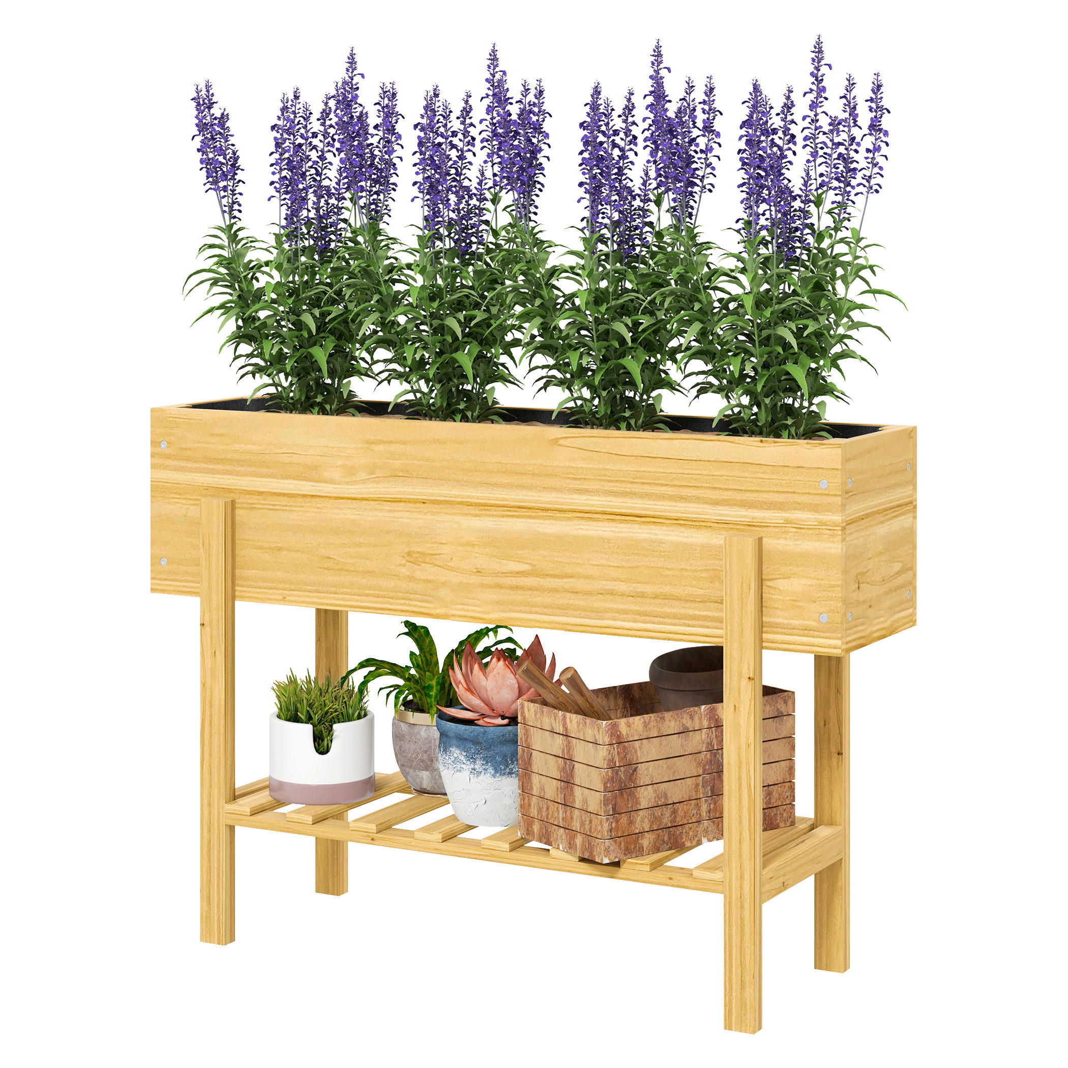 Outsunny Hochbeet natur B/H/L: ca. 30x70,5x100 cm Hochbeet - natur (100,00/30,00/70,50cm) - Outsunny