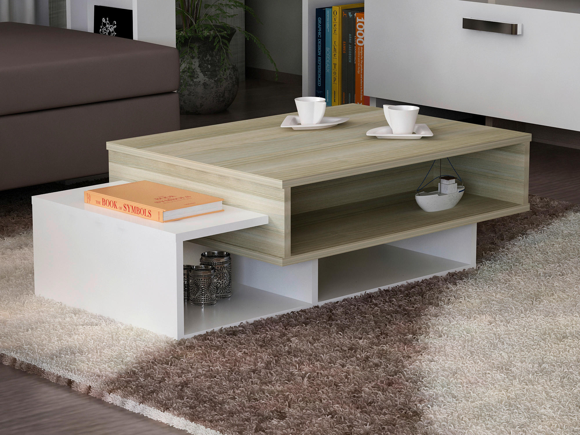 Couchtisch Tab weiß Cordoba Nachbildung B/H/T: ca. 105x32x60 cm Tab - Cordoba/weiß (105,00/32,00/60,00cm) - moebel17