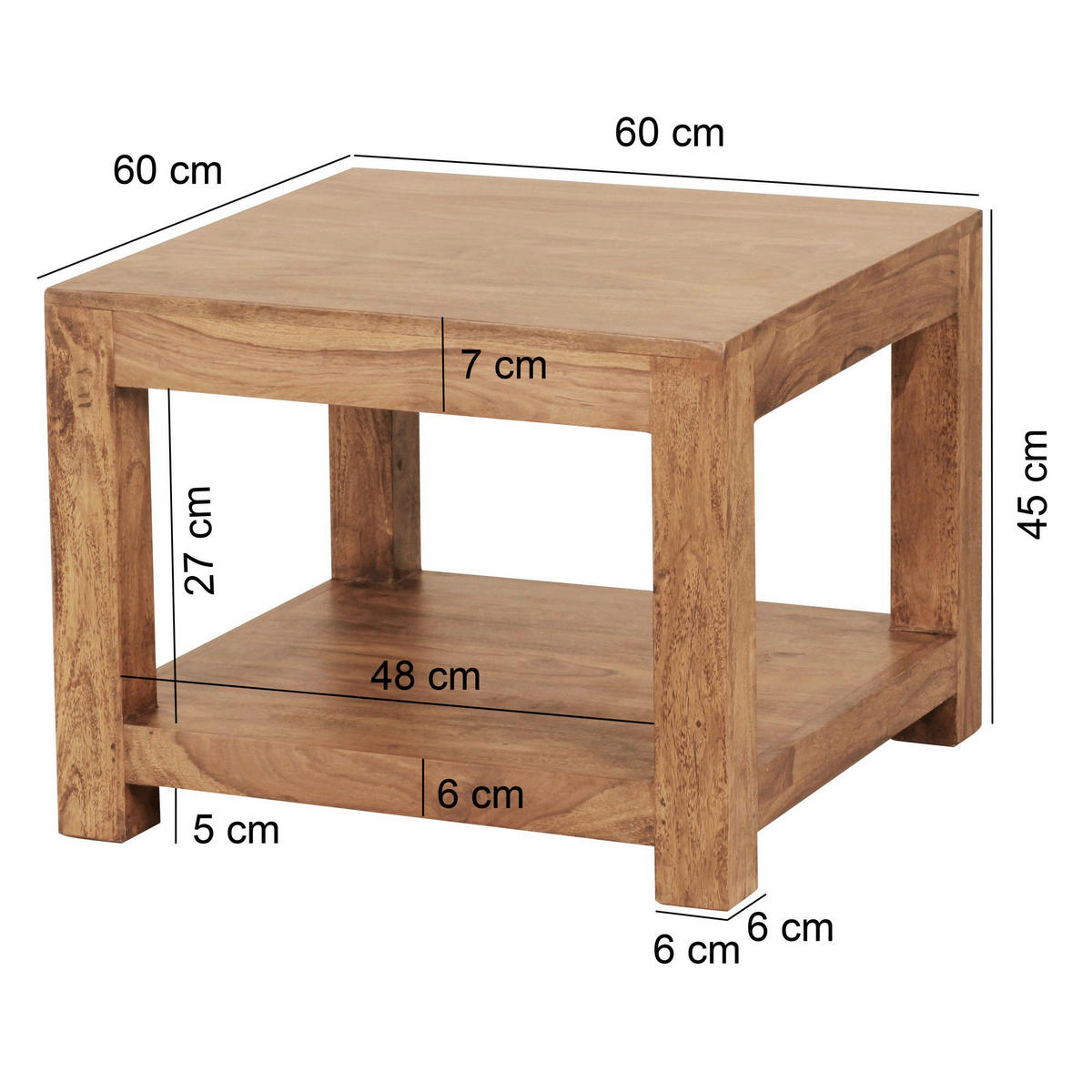 Couchtisch natur B/H/T: ca. 60x45x60 cm Couchtisch - natur (60,00/45,00/60,00cm) - Wohnling