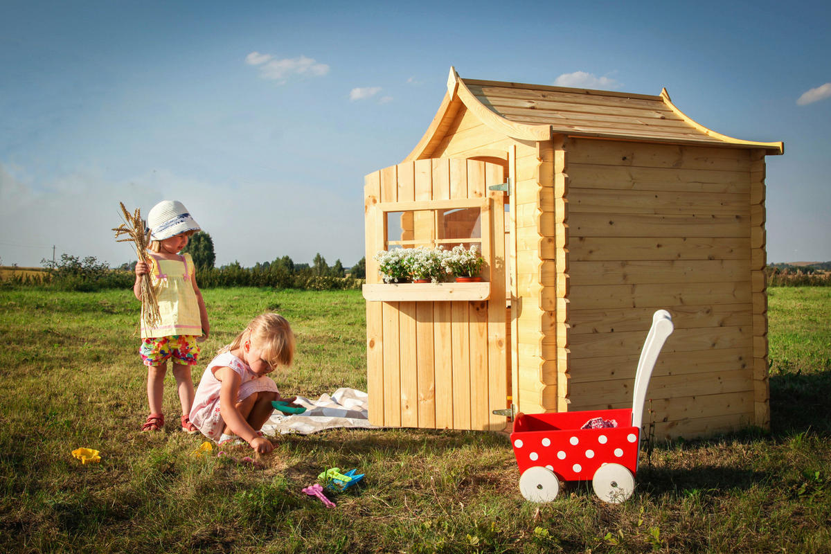 Timbela Kinderspielhaus M550 natur B/H/L: ca. 146x152x112 cm M550 - natur (112,00/146,00/152,00cm) - Timbela