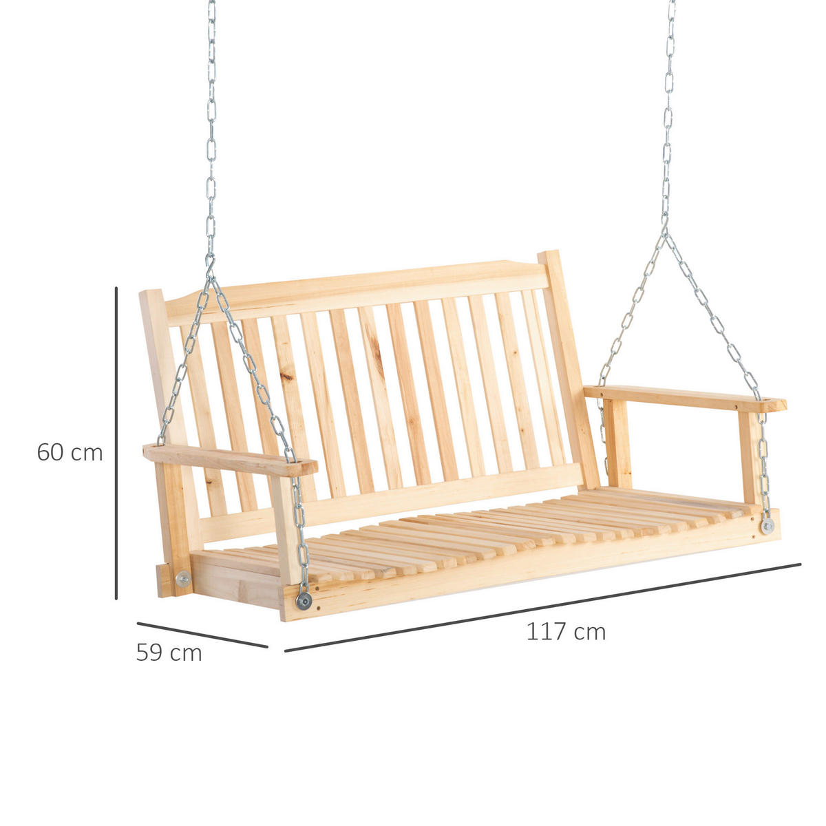 Outsunny Hängebank natur Holz B/H/L: ca. 69x60x117 cm Hängebank - natur (117,00/69,00/60,00cm) - Outsunny