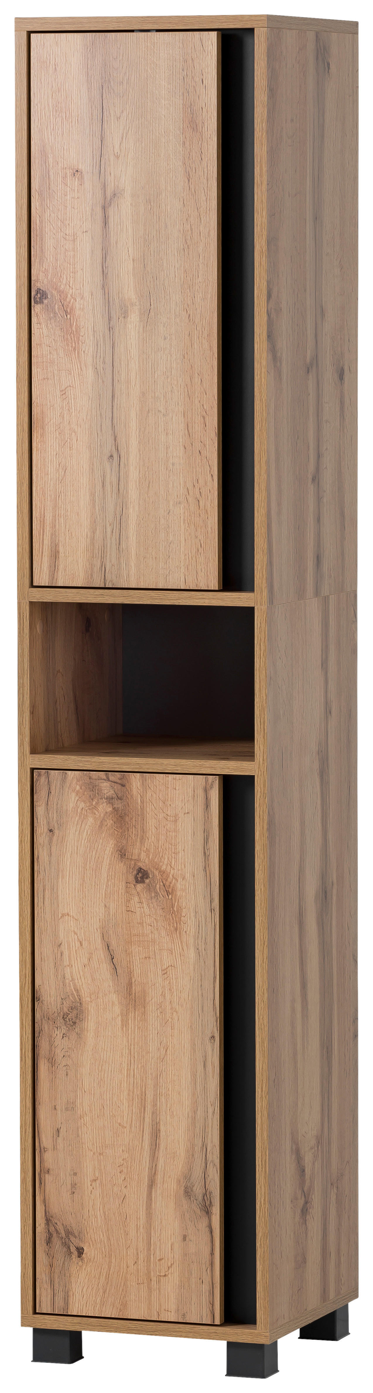 Hochschrank Dex Eiche Landhaus Nachbildung schwarz matt B/H/T: ca. 32,6x164,7x33 cm