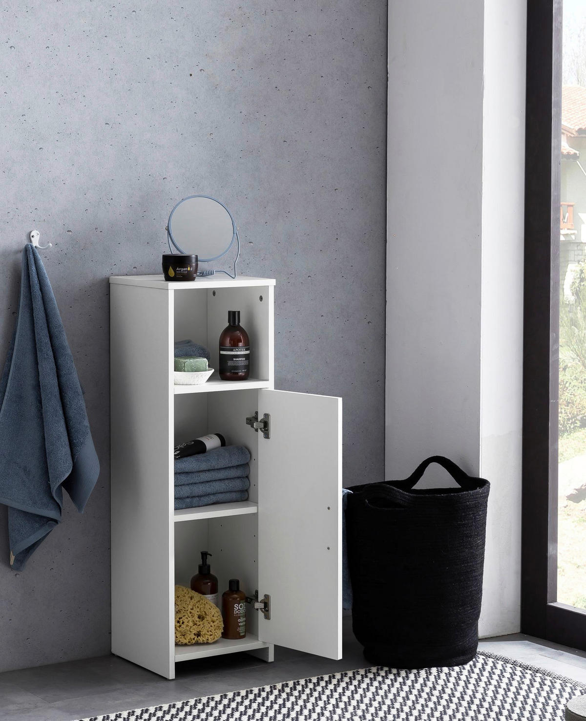 Badkommode weiß B/H/T: ca. 30x96x30 cm Badschrank - weiß (30,00/96,00/30,00cm) - Wohnling