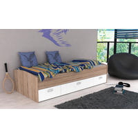 Jugendbett  Eiche Sonoma Nachbildung Liegefläche B/L: ca. 90x200 cm Mia_Jugendbett - Eiche/weiß (94,00/50,00/203,50cm)