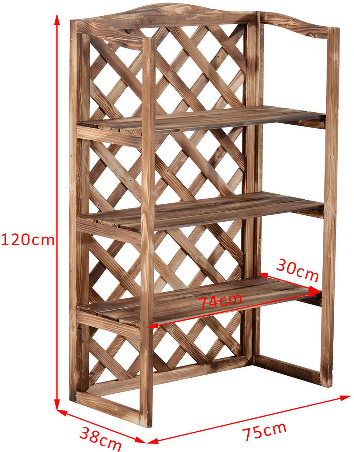 Outsunny Pflanzentreppe natur Holz B/H/L: ca. 38x120x75 cm Pflanzentreppe mit 3 Etagen - natur (75,00/38,00/120,00cm) - Outsunny