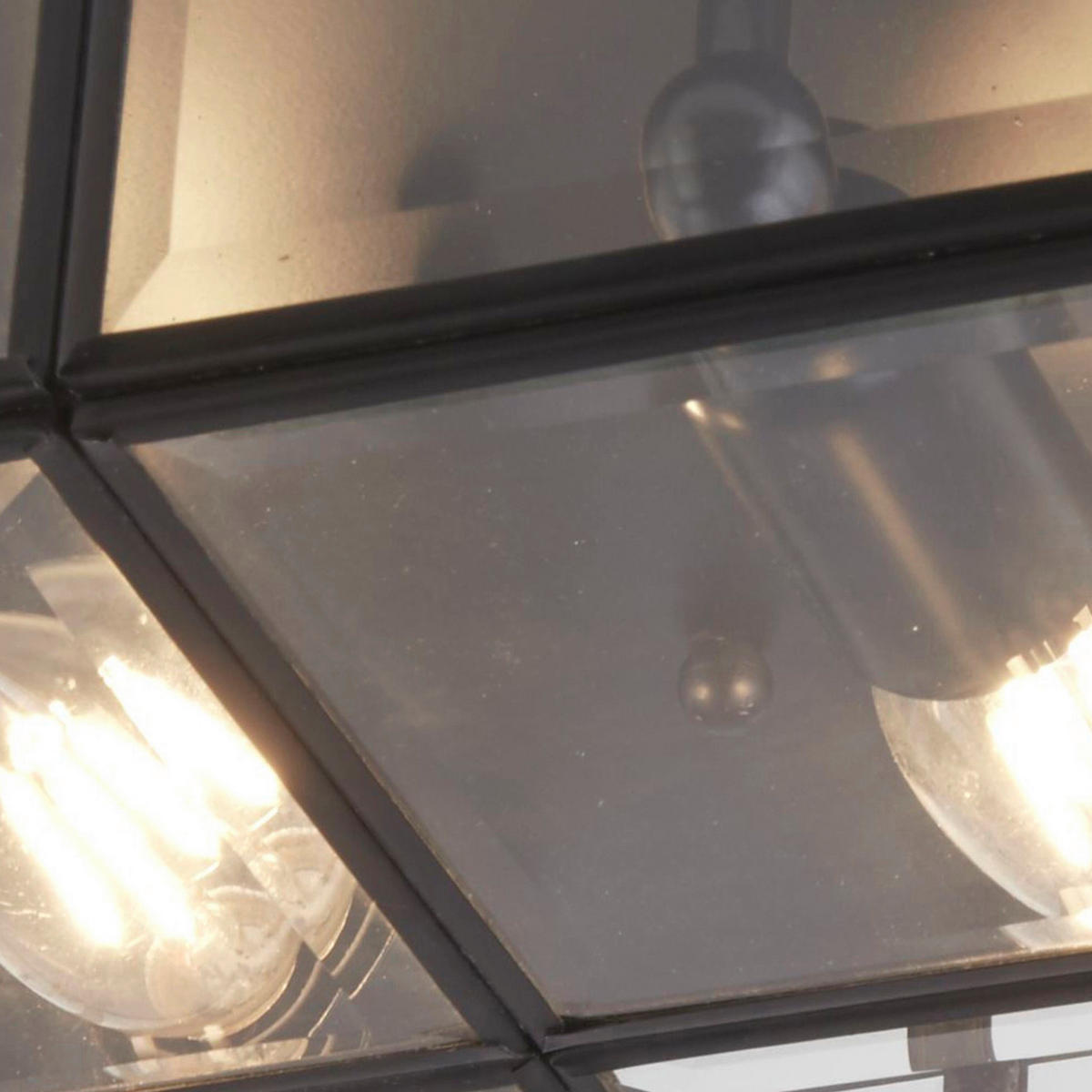 Searchlight Deckenleuchte schwarz transparent Glas Stahl B/H/L: ca. 25x10x25 cm E14 2 Brennstellen Pisa - schwarz/transparent (25,00/25,00/10,00cm) - Searchlight