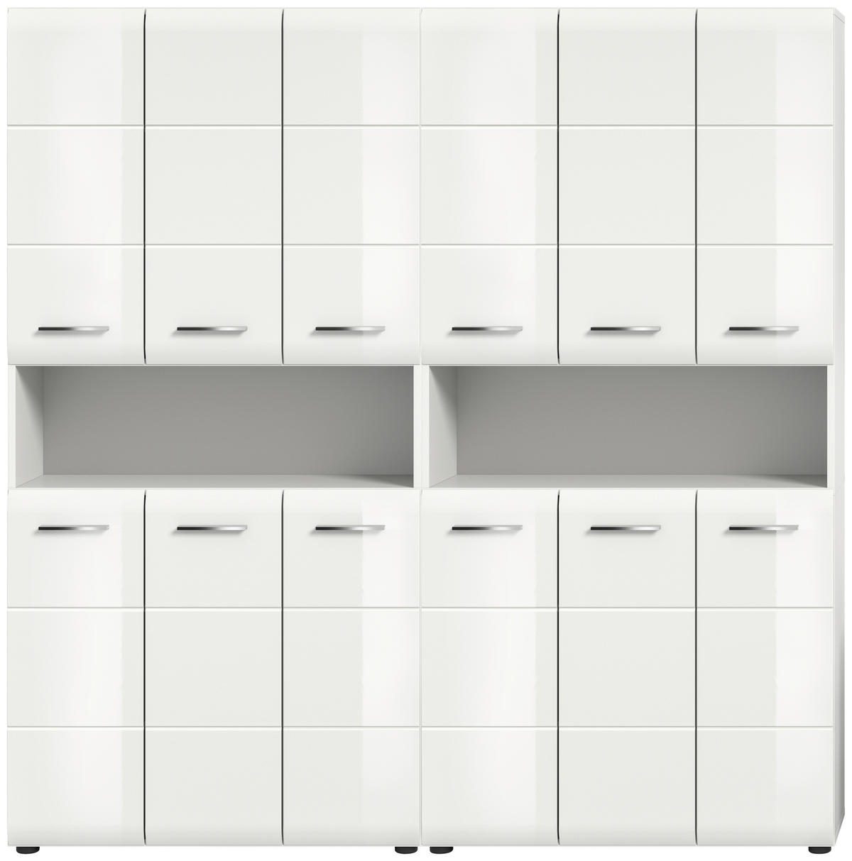 Badezimmer-Set Ice weiß weiß Hochglanz B/H/T: ca. 180x185x30 cm Ice - weiß (180,00/185,00/30,00cm) - xonox.home