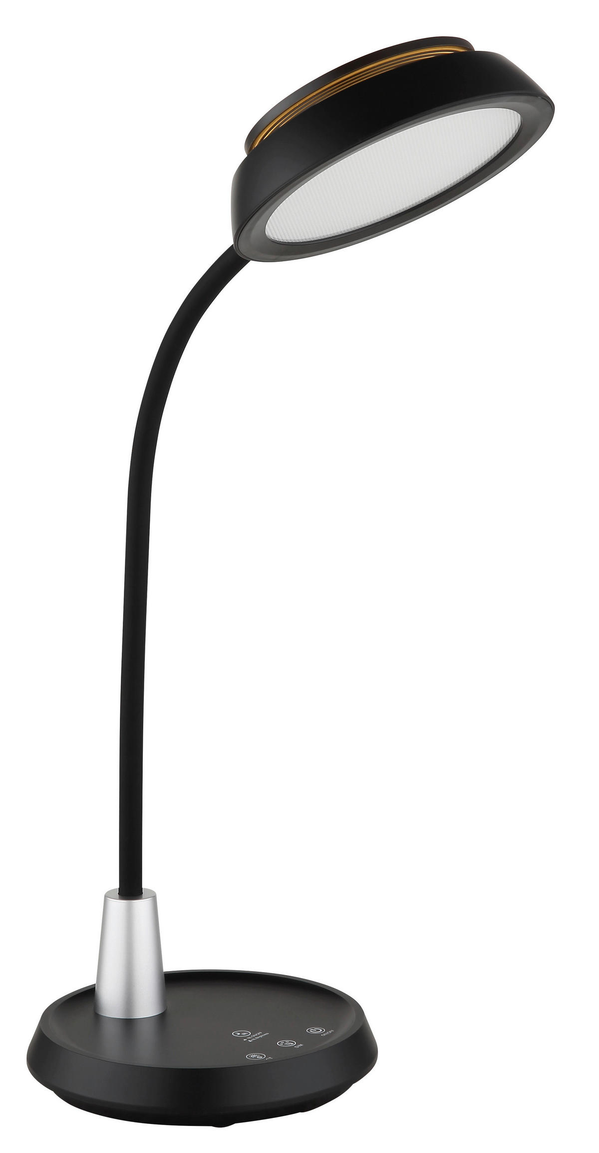 GLOBO Tischleuchte schwarz Opal silber Silikon PVC Kunststoff B/H/L: ca. 17,2x44,8x30,6 cm 1 Brennstellen KIRK - schwarz/Opal (30,60/17,20/44,80cm) - GLOBO