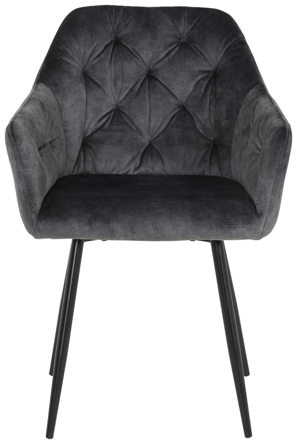 Stuhl Tina 2er Set anthrazit Vintage Samtoptik B/H/T: ca. 56x81x62 cm Tina 2er Set - schwarz/anthrazit (56,00/81,00/62,00cm) - Hela