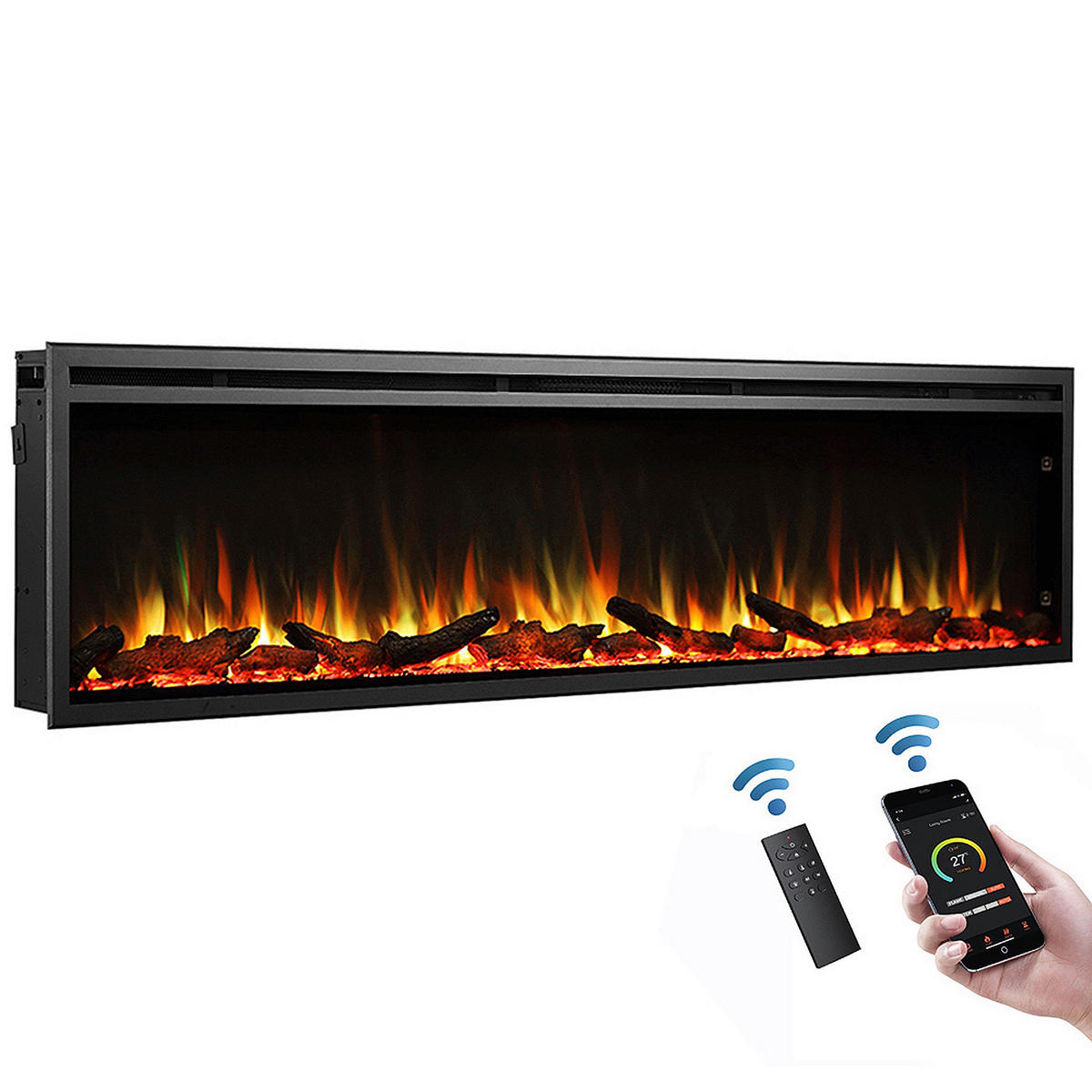 Balderia Elektrischer-Kamin Atlanta EF289B B/H/L: ca. 14,7x48x183 cm Elektro-Kamin Atalanta 72" - (183,00/14,70/48,00cm) - Balderia