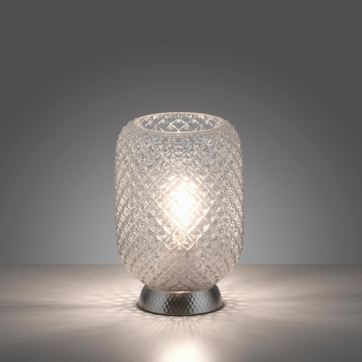 Just Light Tischleuchte 14906-55 Stahl Rauchglas H/D: ca. 23x15 cm E27 1 Brennstellen REISHI - Stahl (15,00/23,00cm) - Just Light