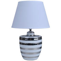 POCOline Keramik_Tischleuchte silber weiß Keramik B/H/L: ca. 25x37x26 cm E14 1 Brennstellen Tischleuchte-Keramik_Annelie - weiß/silber (26,00/25,00/37,00cm) - POCOline