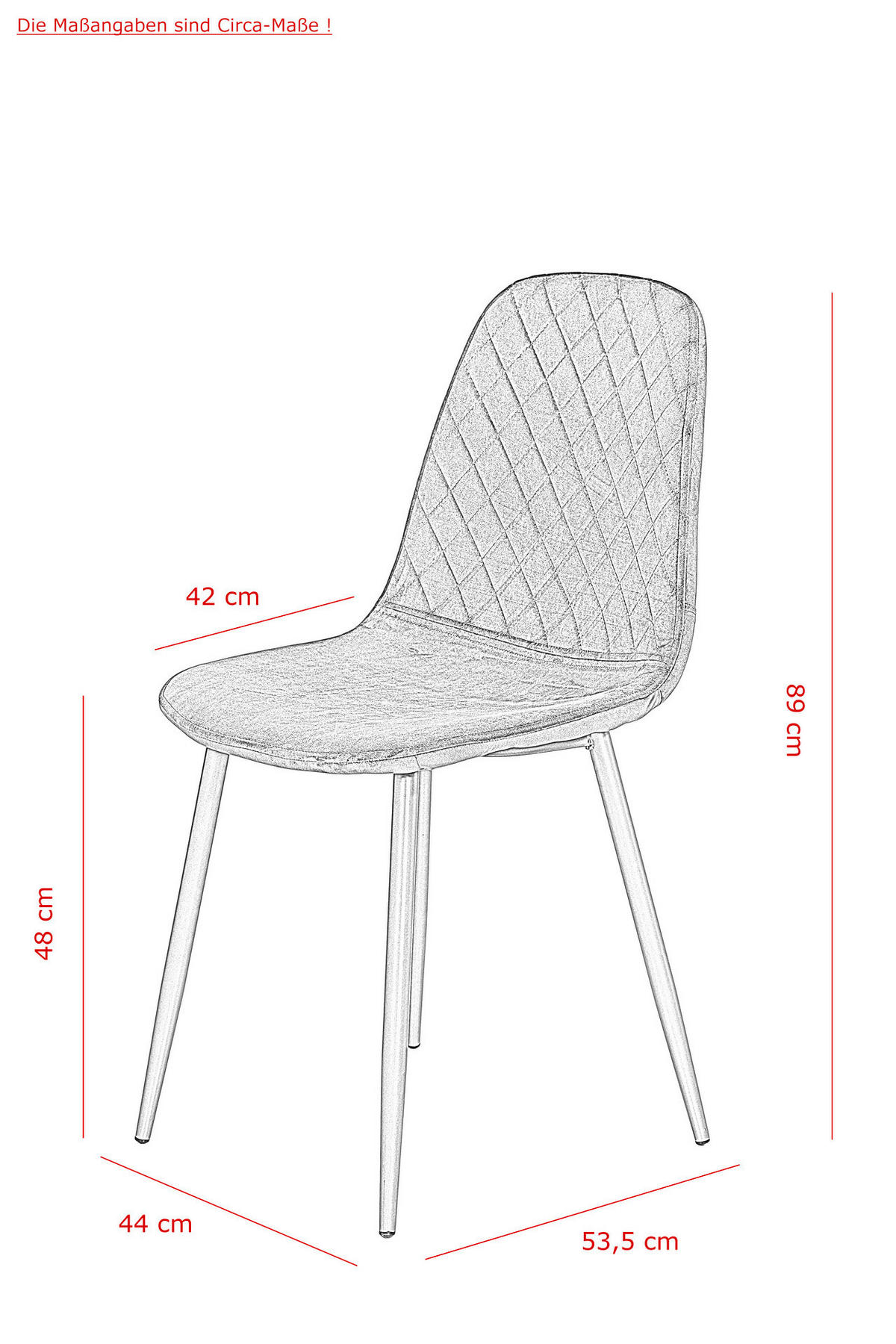 Stuhl Mira 4er Set grau Samtoptik B/H/T: ca. 44x89x53,5 cm Mira 4er Set - schwarz/grau (44,00/89,00/53,50cm) - Hela
