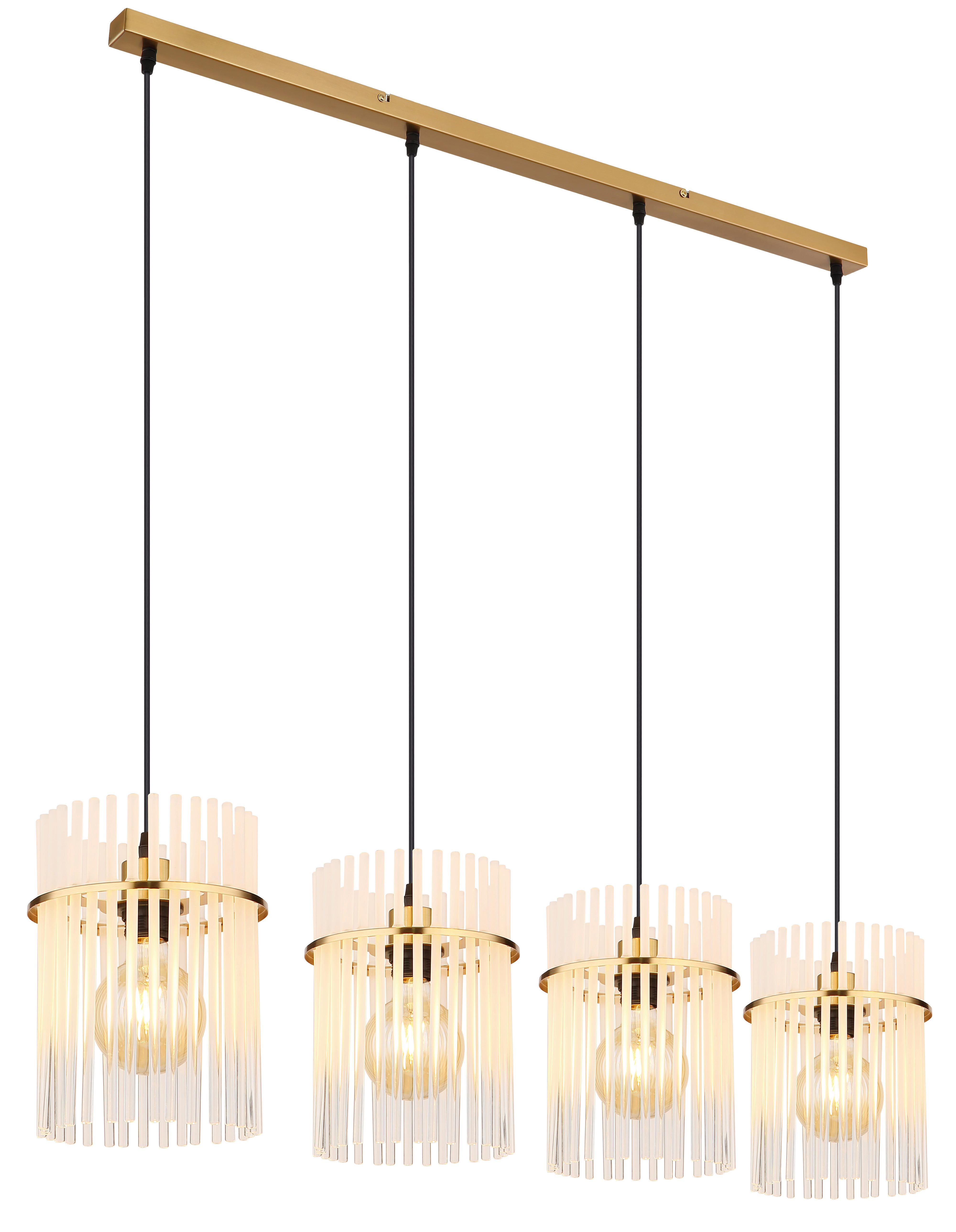 GLOBO Pendelleuchte klar gold Metall B/H/T: ca. 20x140x110 cm E27 4 Brennstellen GORLEY - gold/klar (20,00/140,00/110,00cm) - GLOBO