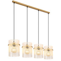 GLOBO Pendelleuchte klar gold Metall B/H/T: ca. 20x140x110 cm E27 4 Brennstellen GORLEY - gold/klar (20,00/140,00/110,00cm) - GLOBO