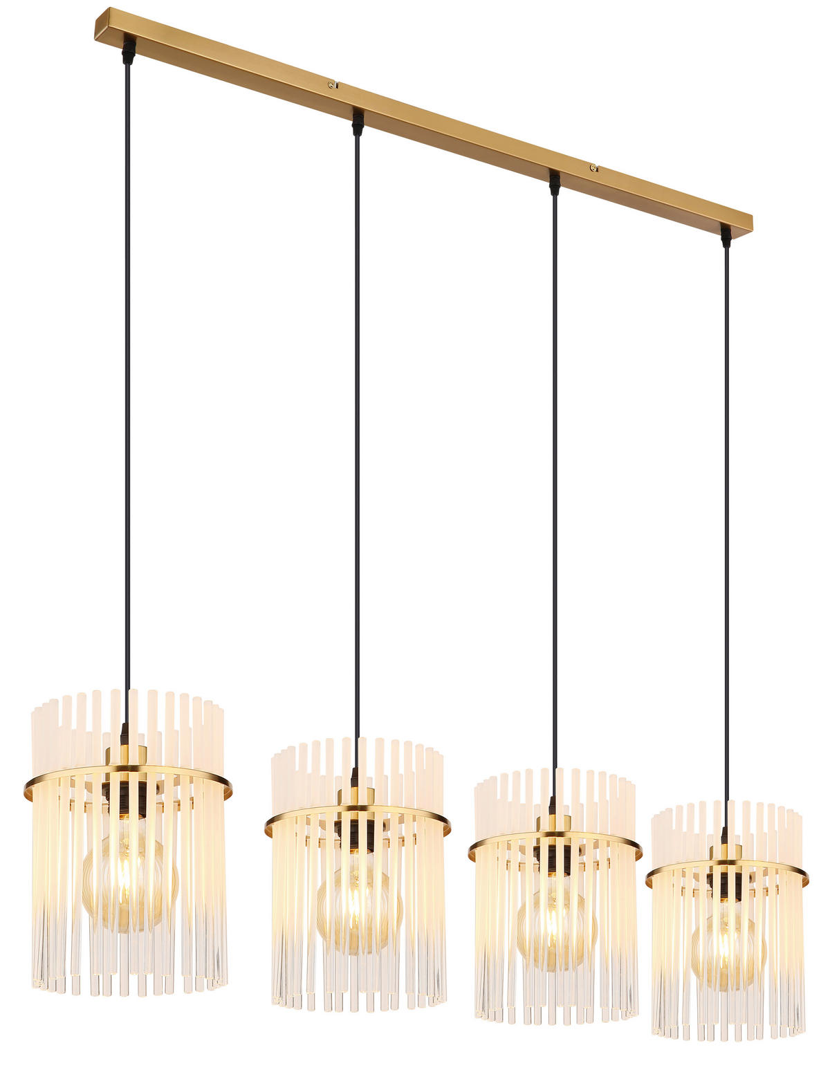 GLOBO Pendelleuchte klar gold Metall B/H/T: ca. 20x140x110 cm E27 4 Brennstellen GORLEY - gold/klar (20,00/140,00/110,00cm) - GLOBO