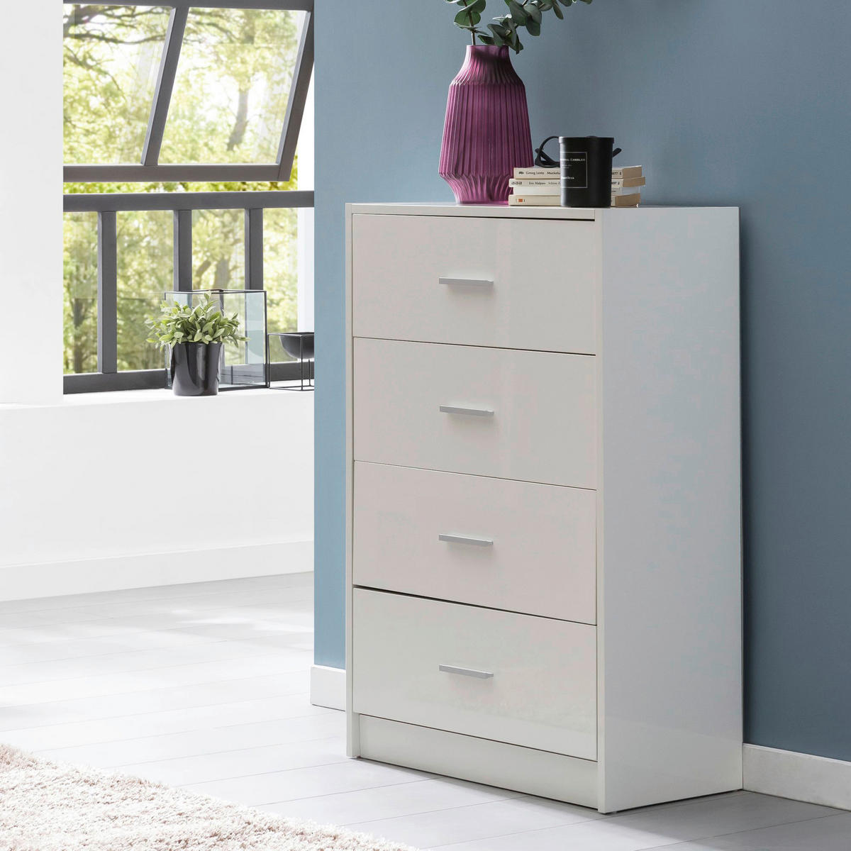 Sideboard weiß B/H/T: ca. 60x90x30 cm Sideboard - weiß (60,00/90,00/30,00cm) - Wohnling