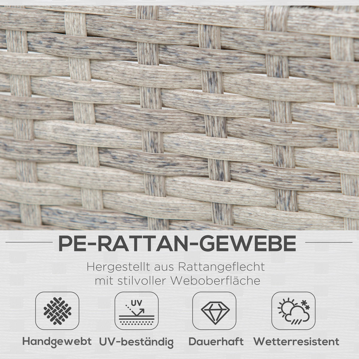 Outsunny Sitzgruppe grau Edelstahl B/H/L: ca. 69x196x59 cm Gartenmöbel-Set - grau (59,00/69,00/196,00cm) - Outsunny