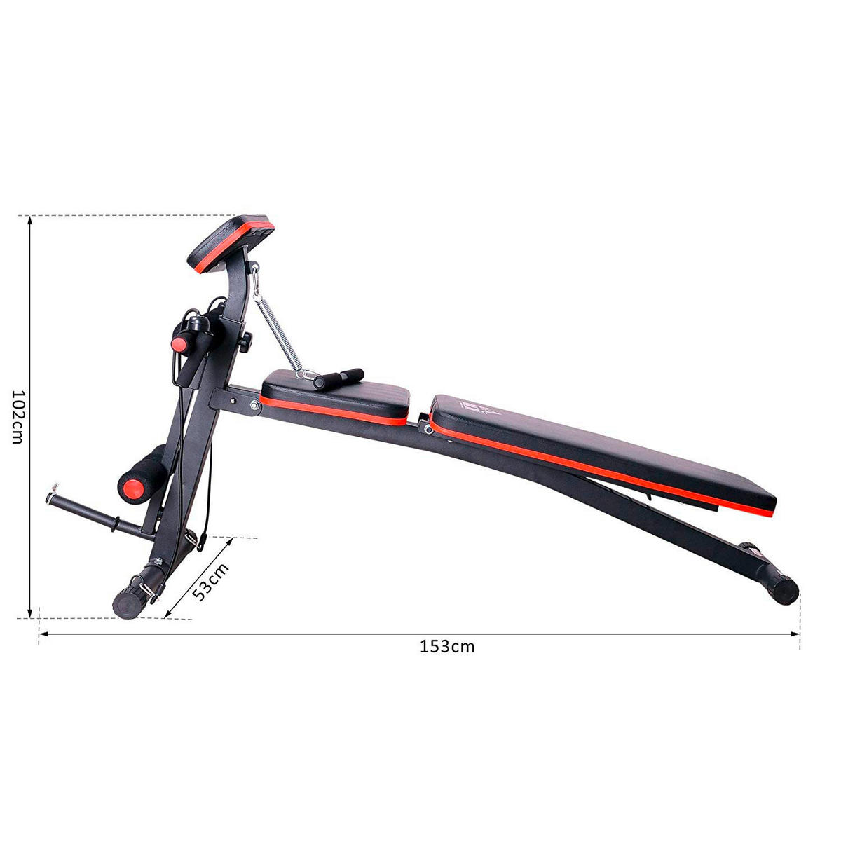 HOMCOM Hantelbank schwarz Stahlrohr B/H/L: ca. 53x102x153 cm Multifunktion_Hantelbank - rot/schwarz (153,00/53,00/102,00cm) - HOMCOM