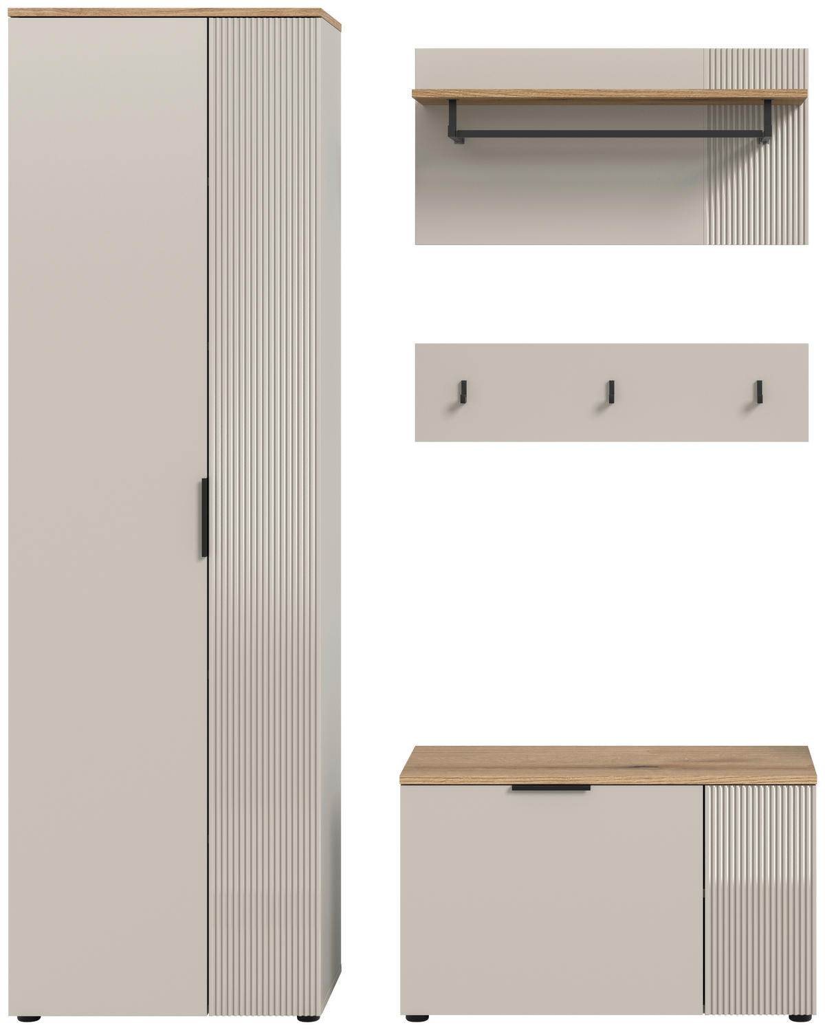 Garderobe Slide Kaschmirgrau Nachbildung Evoke Oak Nachbildung B/H/T: ca. 155x190x36 cm Slide - (155,00/190,00/36,00cm) - xonox.home