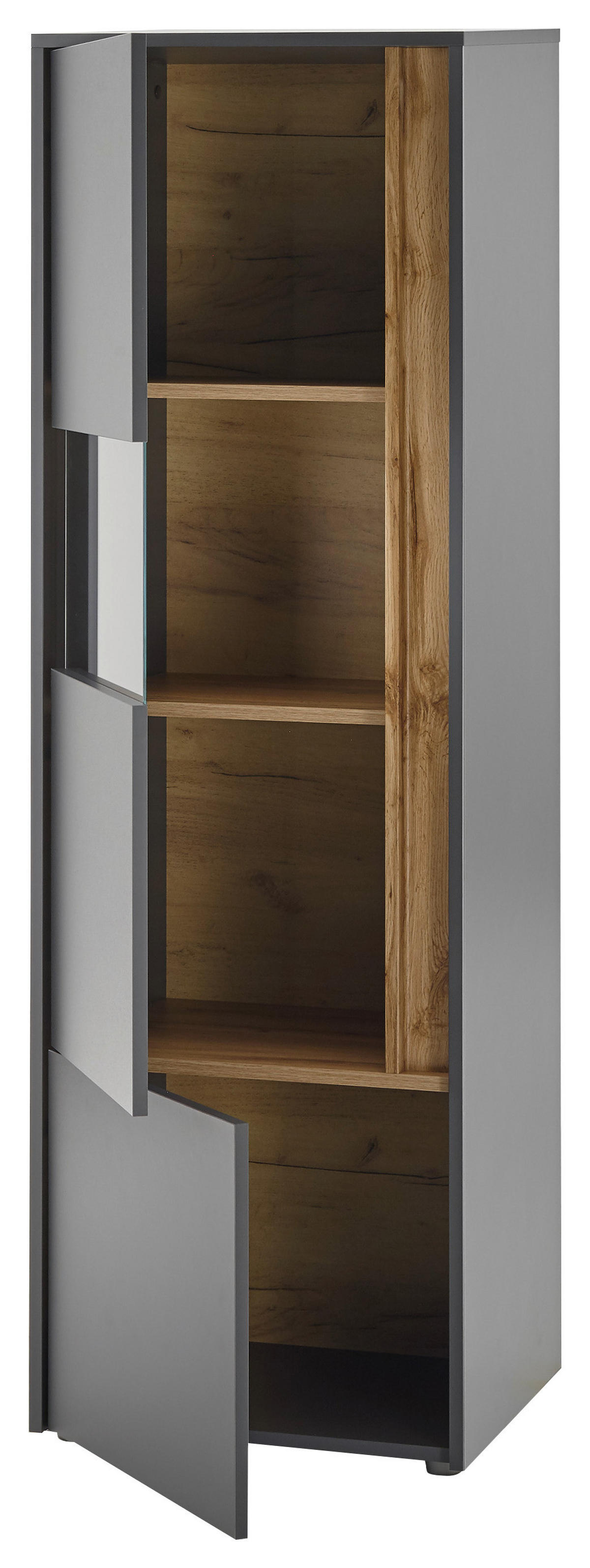 Standvitrine City Eiche Wotan Nachbildung anthrazit B/H/T: ca. 50x155x40 cm City - Eiche/anthrazit (50,00/155,00/40,00cm)