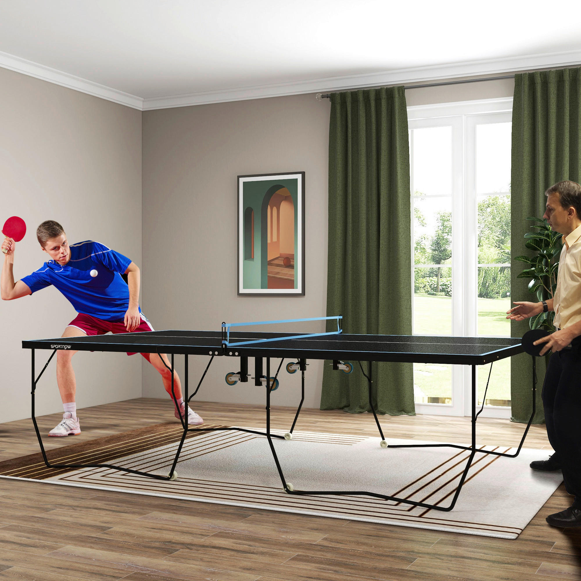SPORTNOW Tischtennisplatte schwarz Stahl B/H/L: ca. 152,5x76x274 cm Tischtennisplatte - schwarz (274,00/152,50/76,00cm) - SPORTNOW