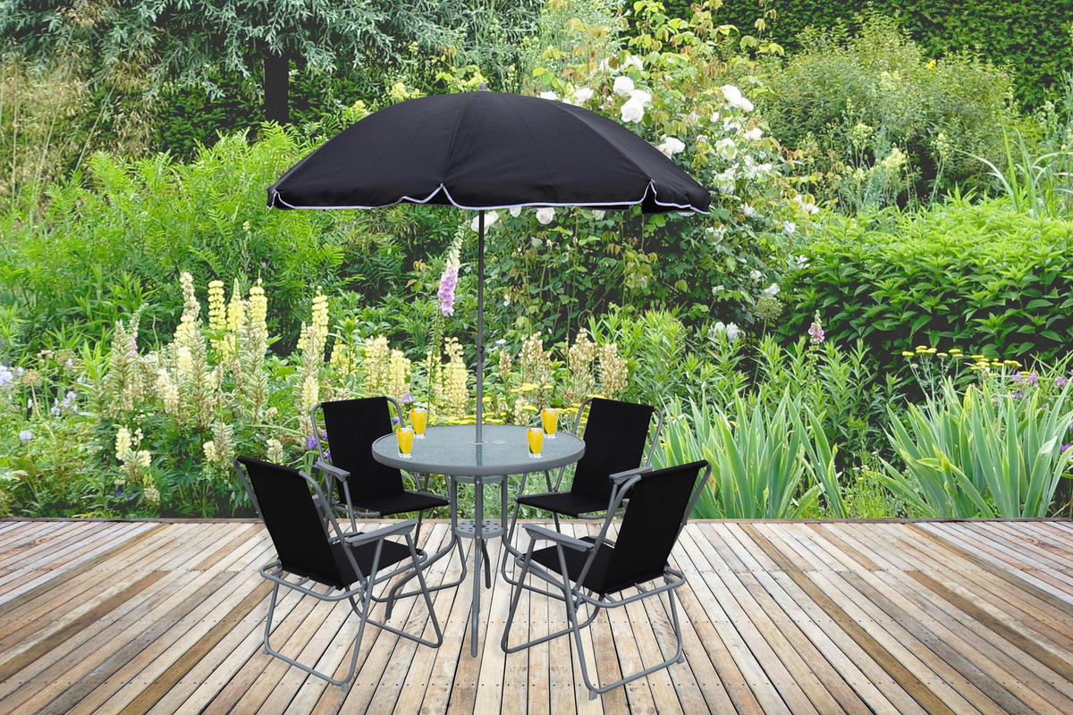 VCM Gartensitzgruppe Maxola schwarz Textilene B/H/L: ca. 75x74x75 cm Maxola - schwarz (75,00/75,00/74,00cm) - VCM