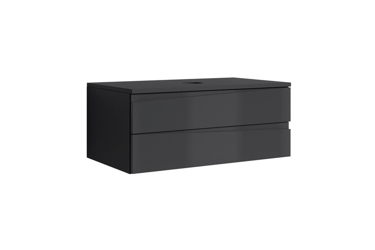 Waschbeckenunterschrank SHAPE anthrazit Hochglanz anthrazit B/H/T: ca. 80x33x47 cm SHAPE - anthrazit (80,00/33,00/47,00cm) - byLIVING